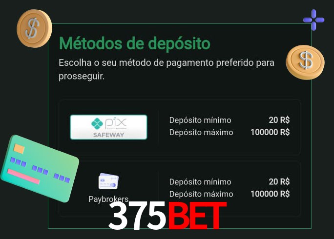 O cassino 375bet oferece uma grande variedade de métodos de pagamento